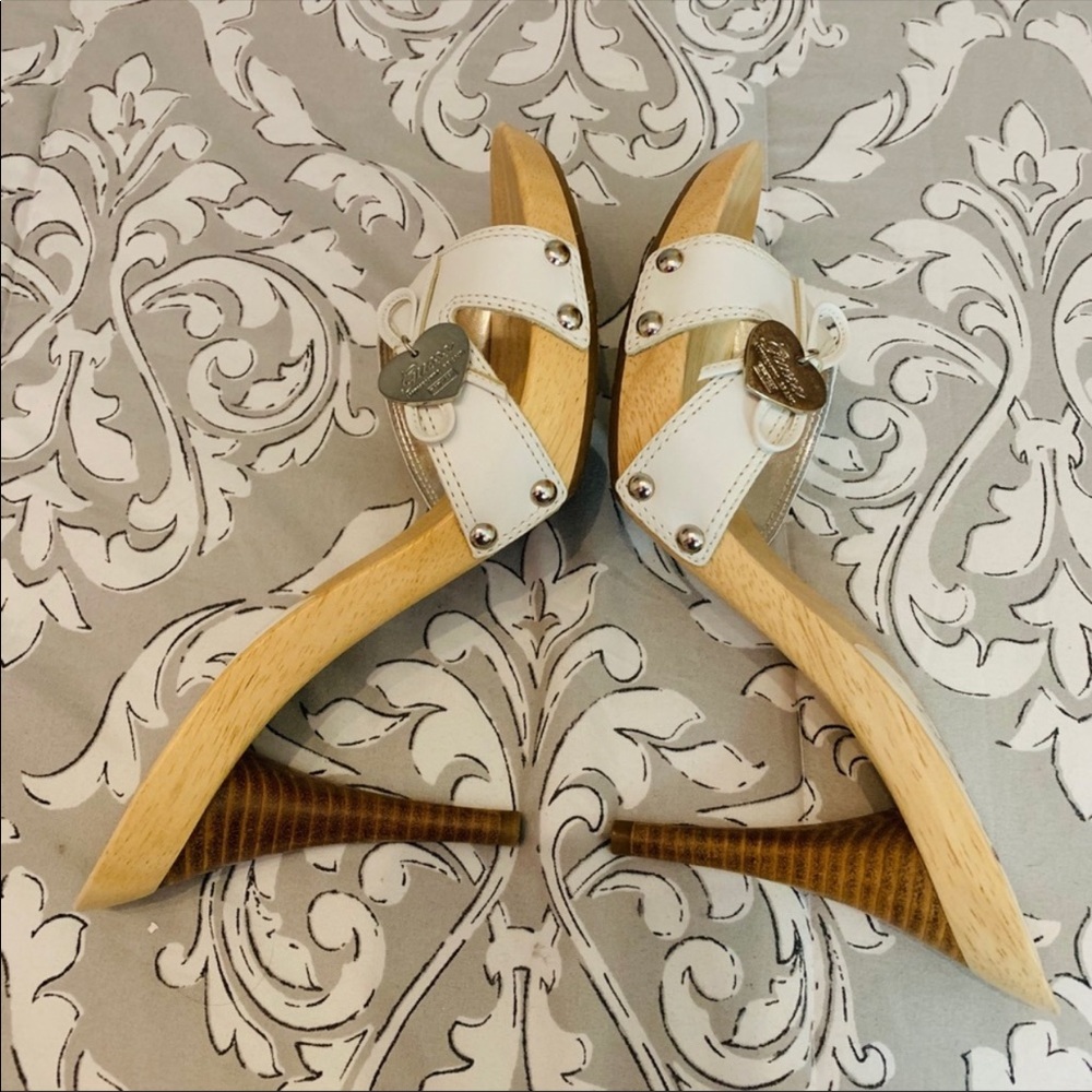 GUESS White Leather Mules - 4” inch heel